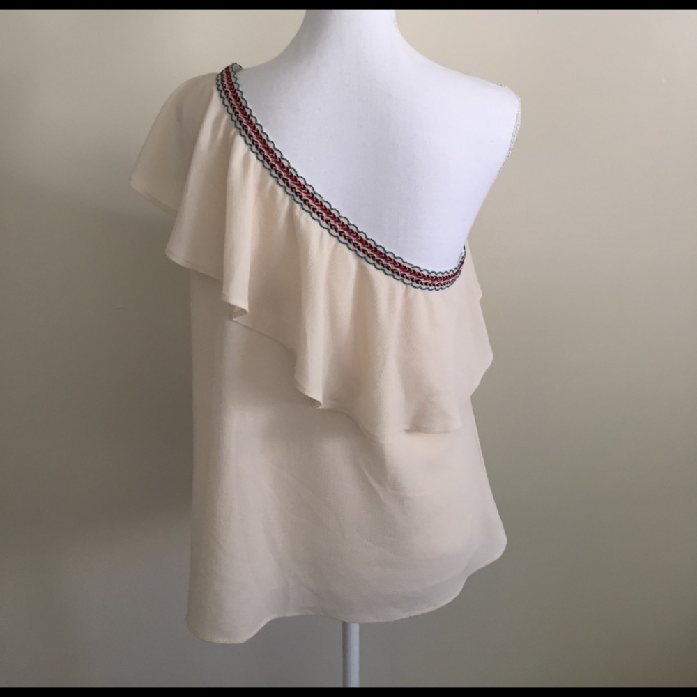 Anthropologie Paper Crane One Shoulder Blouse M - Picture 5 of 7